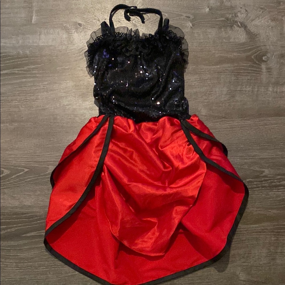 Kids Black and Red Sequin Dance Costume